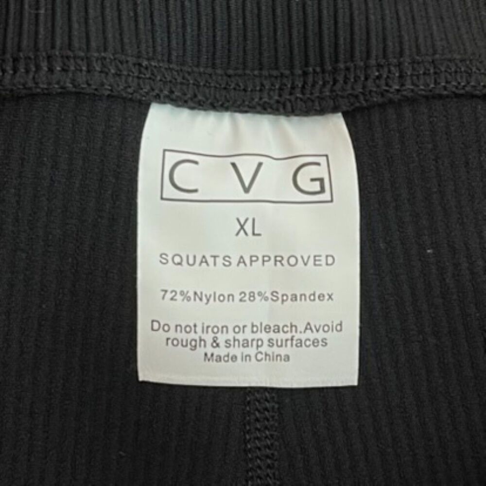 CVG Black Ribbed 5" Bike Shorts with Side Pockets Size XL No-Slip Strip Active - Picture 7 of 7